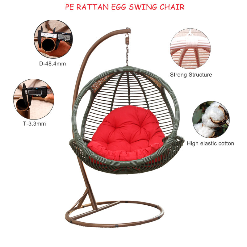 outdoor garden balcony living room Steel hanging circle swing rattan round swing chair