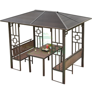 all season gazebo modernos para exterior Polycarbonate roof pc top 2*2.85m antique metal gazebo