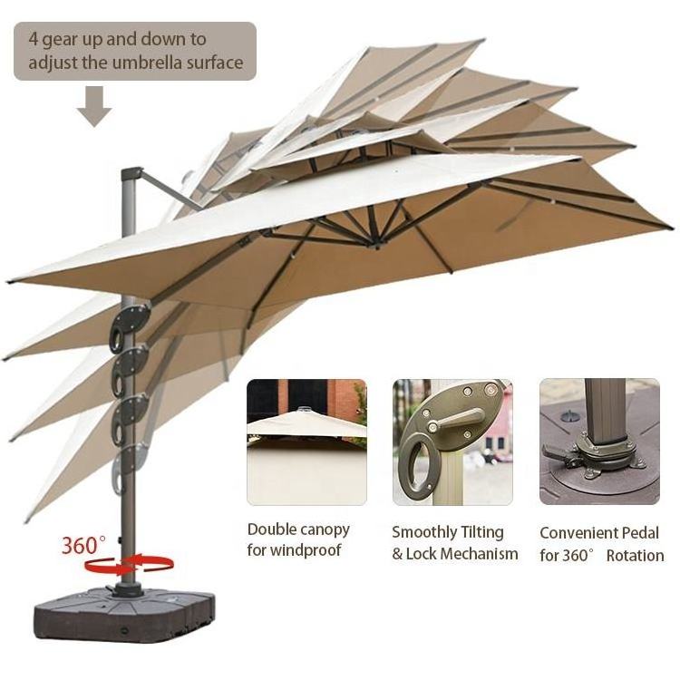 outdoor sunshade patio outdoor umbrella on wheels parasol restaurant cantilever umbrella commercial