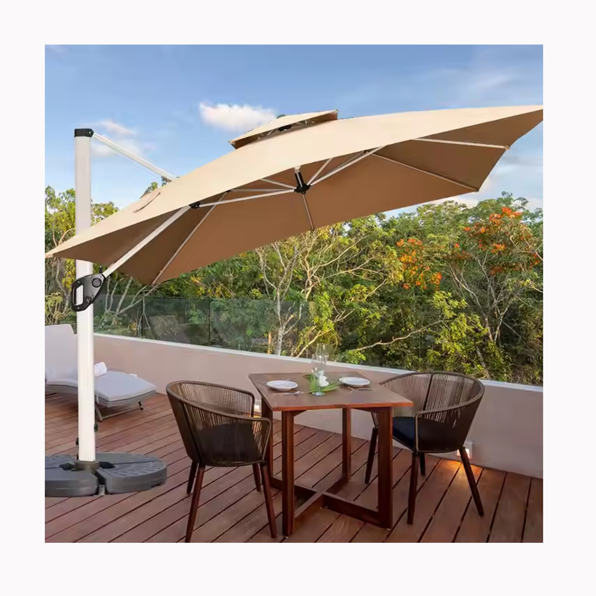 outdoor umbrella no wet canopy waterproof 3m square garden umbrella for roof top patio restaurant