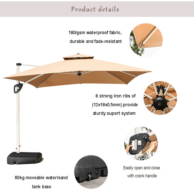 outdoor umbrella no wet canopy waterproof 3m square garden umbrella for roof top patio restaurant