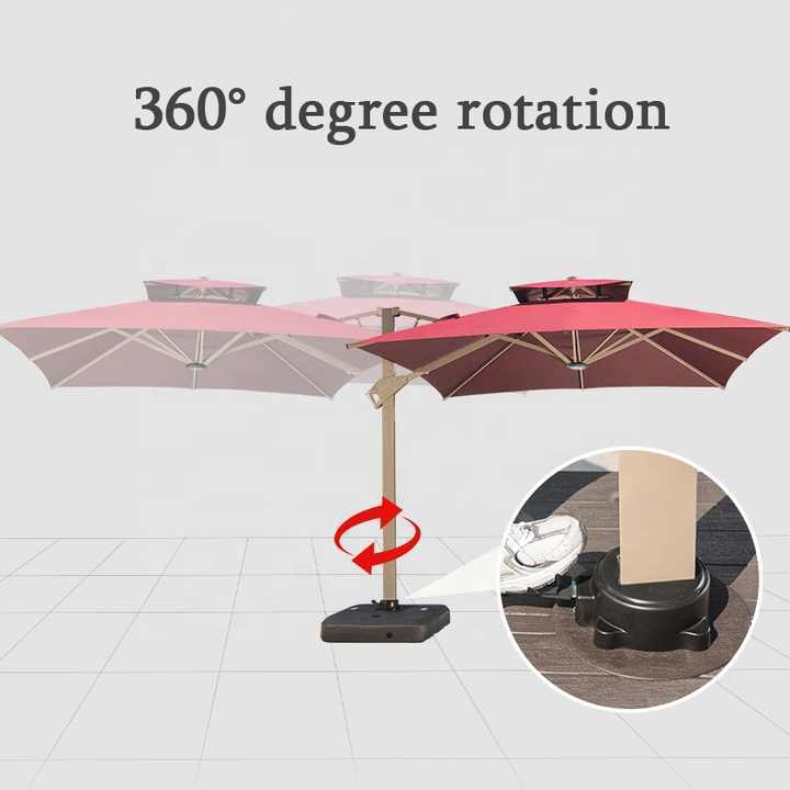 Automatic patio umbrella Outdoor patio hydraulic parasols umbrellas outdoor Umbrella with solar and LED light Garden patio