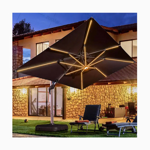 [ZUOAN IMPRESSIVE]Favorite Elegant Luxury Strongest Outdoor Parasol Solar Panel Storage Lamp Stripe Umbrella