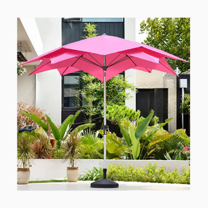 [ZUOAN IMPRESSIVE]Flower Design Parasols Center Pole Two-tier Pink Ombrelone Patio Umbrella