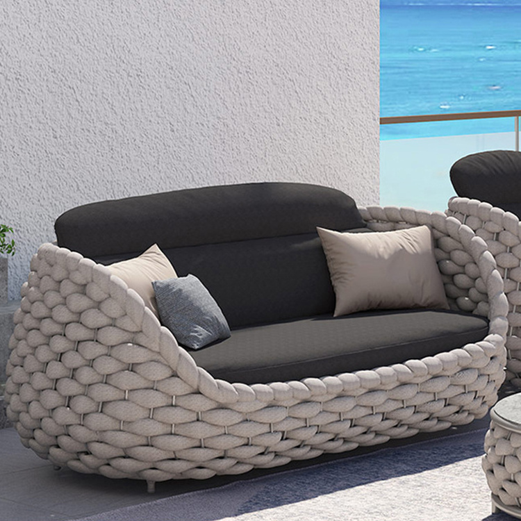 Newest Outdoor And Indoor Balcony Rope Furniture Rope Garden Sofa Set