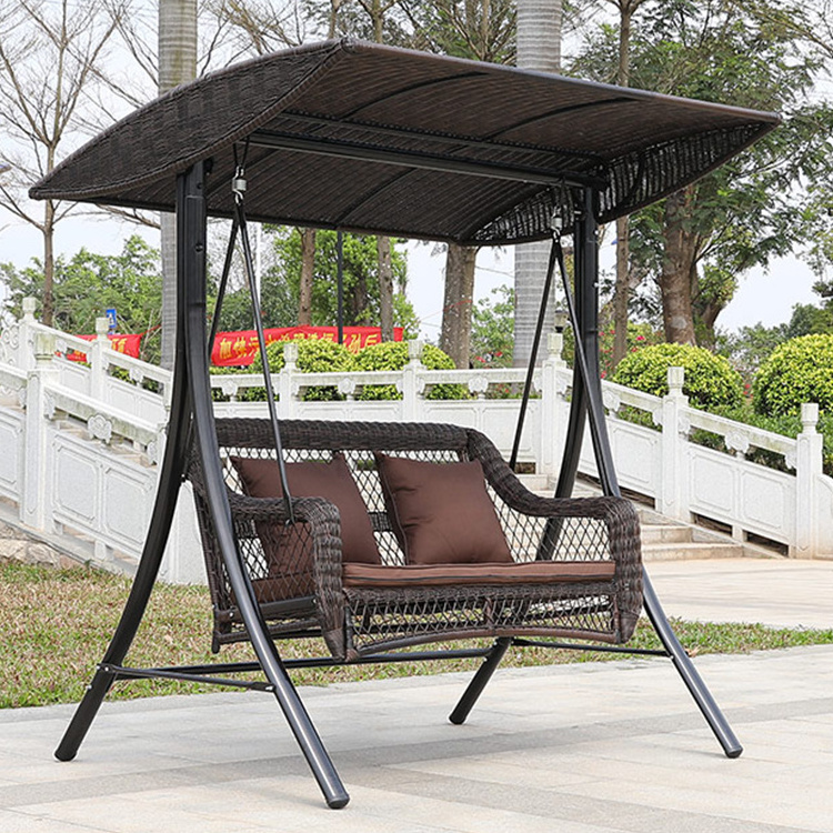 Hot sale hanging 2 seat bed swing ratan outdoor swing bed for patio furniture