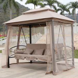 High quality Garden Furniture 3 Person Outdoor Patio Swing Chair Bed Gazebo With Swing Mosquito Net