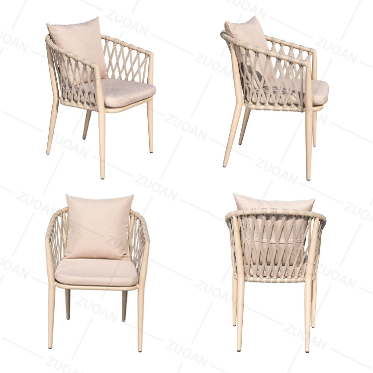 Outdoor Cafe Restaurant Furniture Patio Terrace Chairs Woven Rope Garden Set Garden Chairs