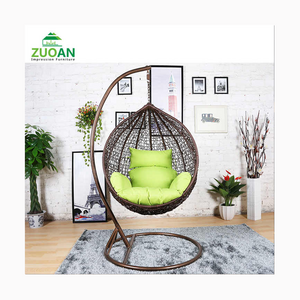 Modern Stylish swing for indoors and outdoors backyard swing set PE wicker rattan hanging chair swing with cushion stand