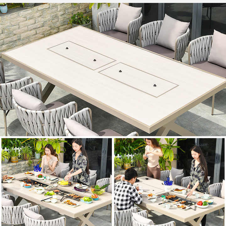 Outdoor Restaurant 6 chairs 8 chairs dining table Electric grills Charcoal grills Korean BBQ Grill Tables bbq table Outdoor