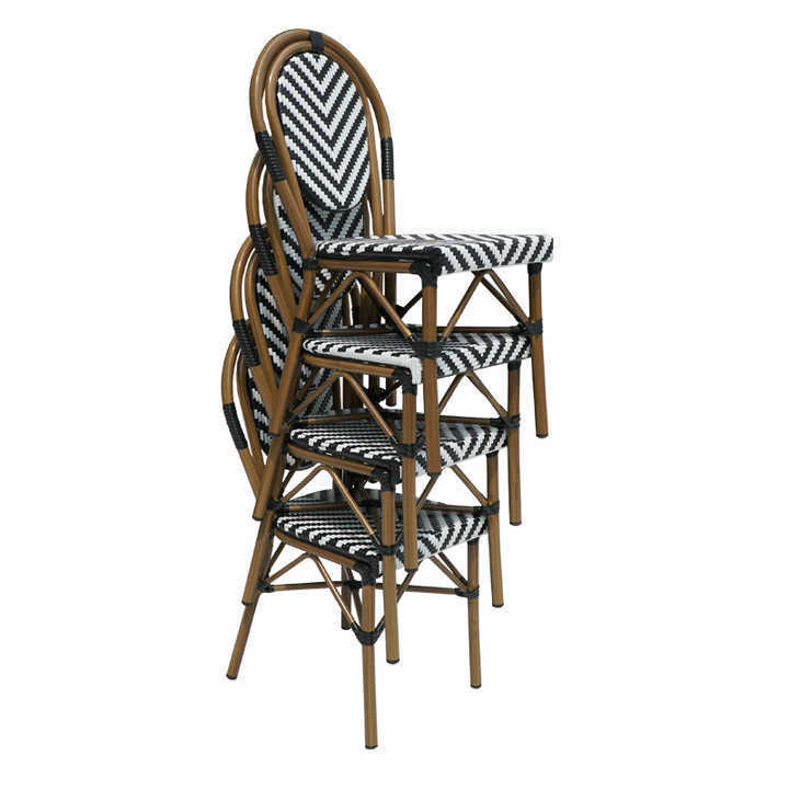 French Style UV Resistant PE Rattan Outdoor Furniture Hand Knitting Wicker Chair Patio Garden Furniture Bistro