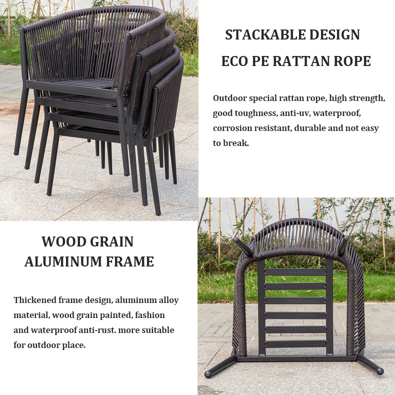 Modern Rattan Furniture Patio Garden Sets Rope Weaving Outdoor Tables And Chairs For Terrace