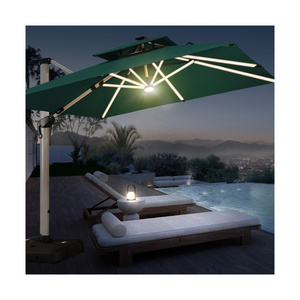 Offre speciale Sun brella parapluie en porte-a-faux de forme carree avec parasols de jardin a base d eau avec lumiere LED