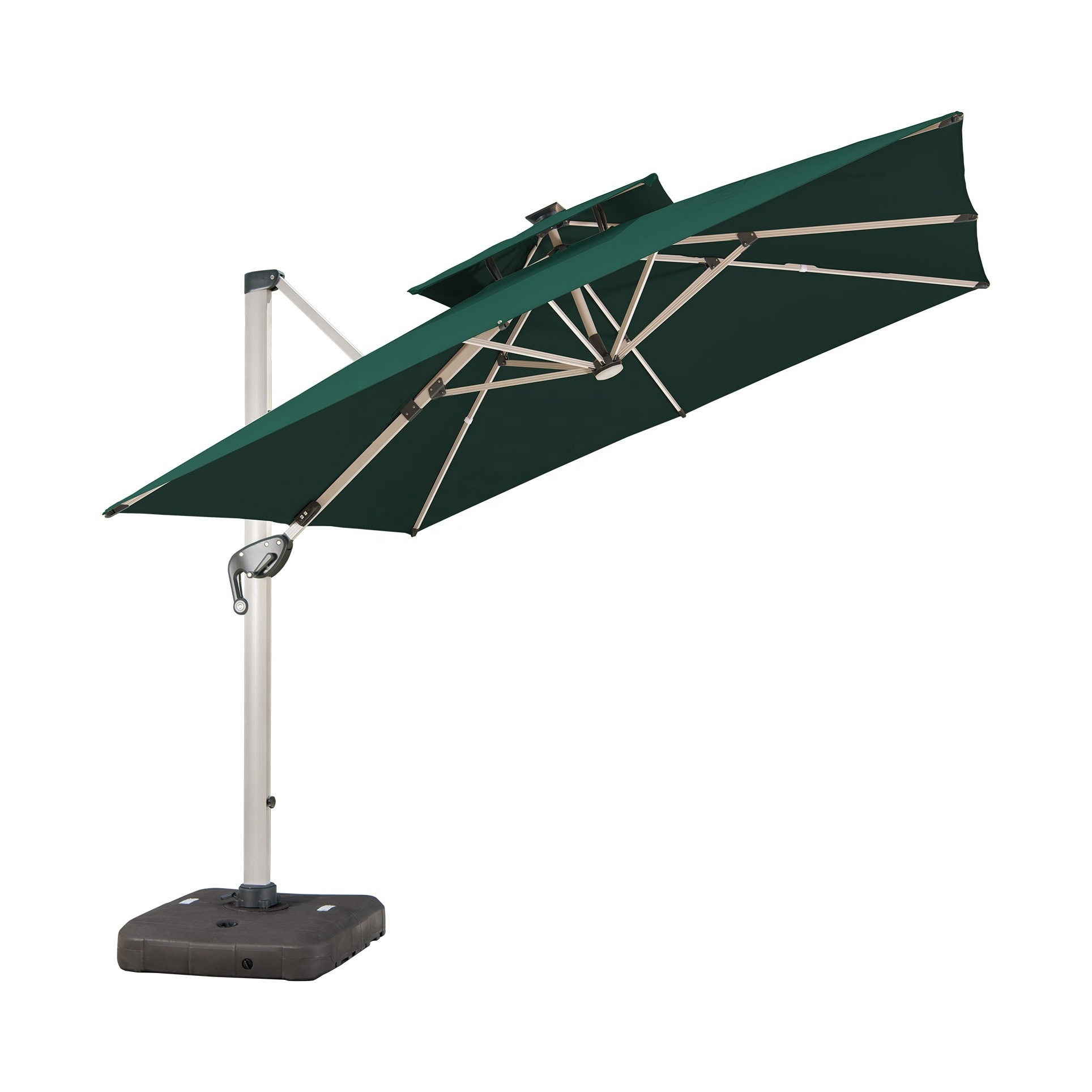 Offre speciale Sun brella parapluie en porte-a-faux de forme carree avec parasols de jardin a base d eau avec lumiere LED