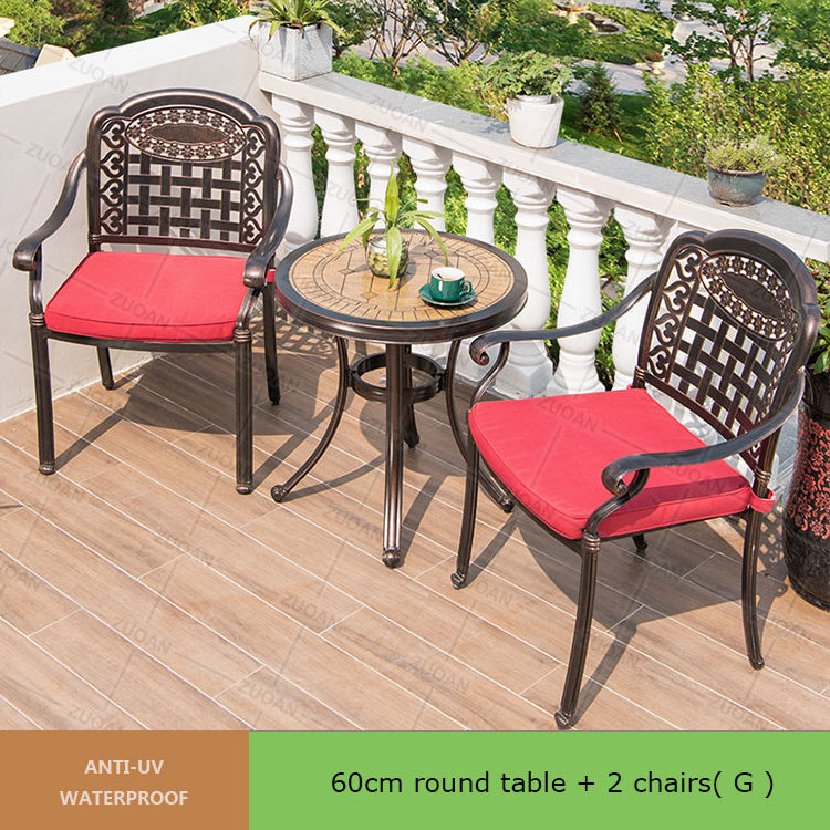 Patio Dining Chairs Outdoor Furniture KD Cast Aluminum Bistro Armchairs For Garden Backyard Balcony