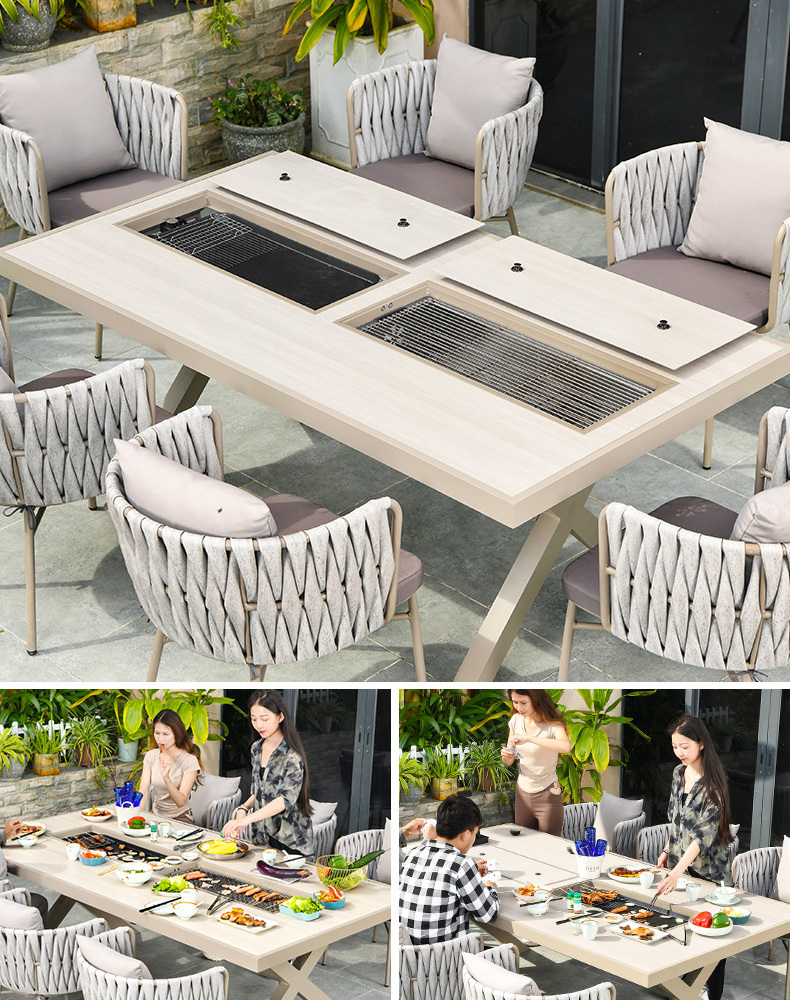 Outdoor Restaurant 6 chairs 8 chairs dining table Electric grills Charcoal grills Korean BBQ Grill Tables bbq table Outdoor