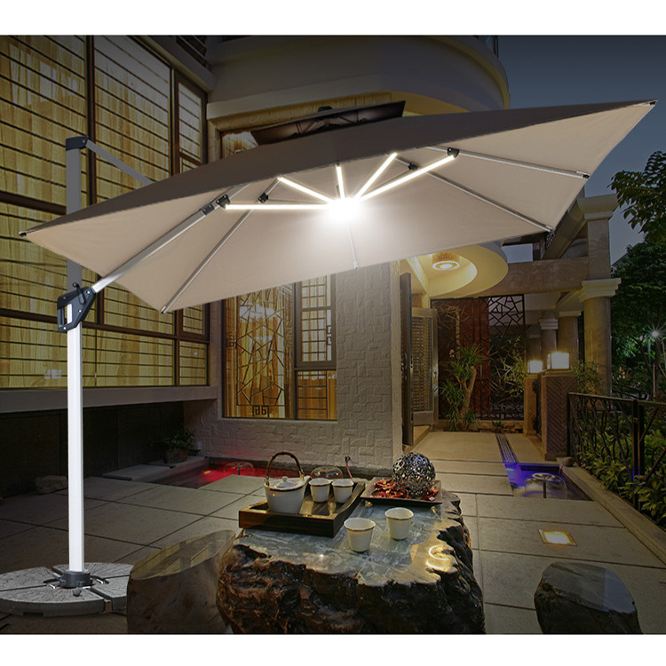 11ft big parasol backyard poolside garden umbrella light patio umbrella with led solar