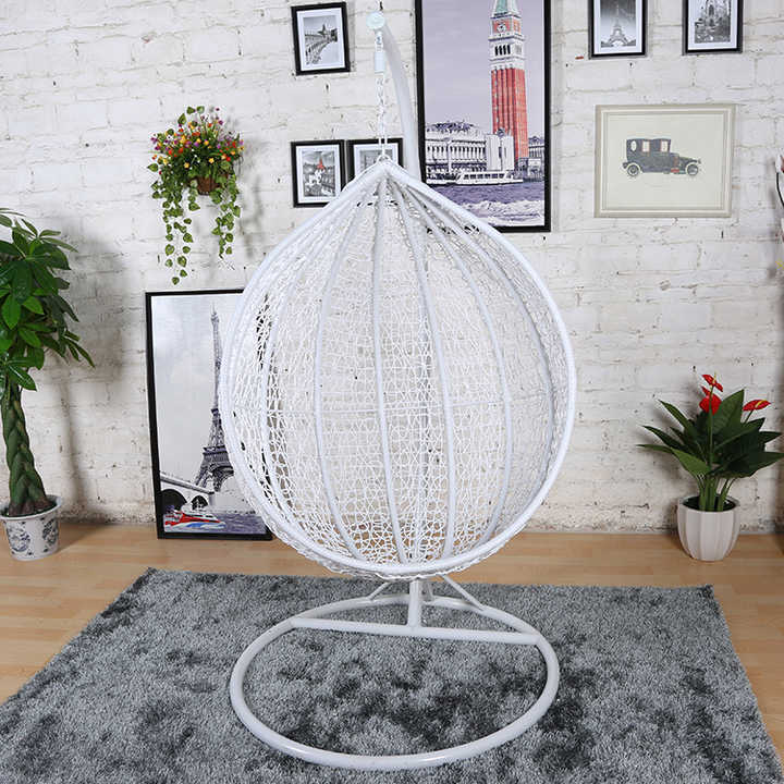 Modern Stylish swing for indoors and outdoors backyard swing set PE wicker rattan hanging chair swing with cushion stand