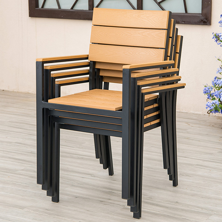 outdoor patio table set 6 8 seaters all-weather resistant wood plastic composite table chair for restaurant