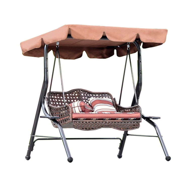 Hot sale hanging 2 seat bed swing ratan outdoor swing bed for patio furniture