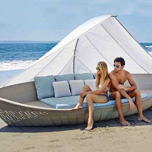 Outdoor Furniture Ship Designs sun lounger B & B Hotel Patio Beach Sunbed Rattan Chaise with Canopy