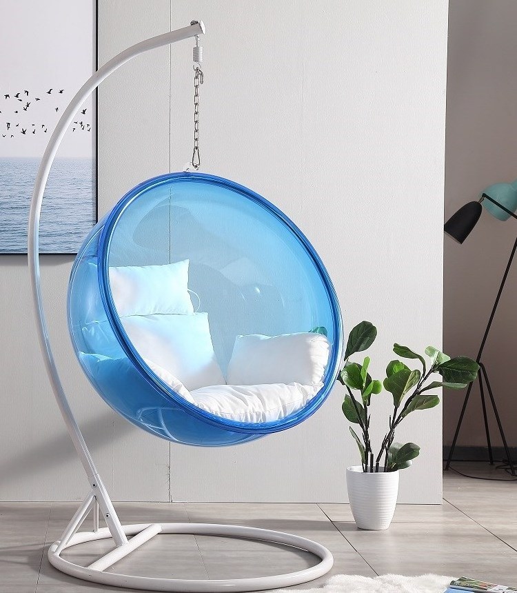 Popular Acrylic Balcony Children Standing Egg Hanging Ball Chair Indoor Swing Hanging Bubble Chair