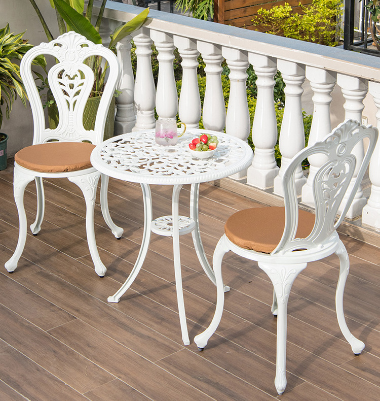 patio KD design furniture modern luxury furniture white color cast aluminum mosaic bistro set 3 piece