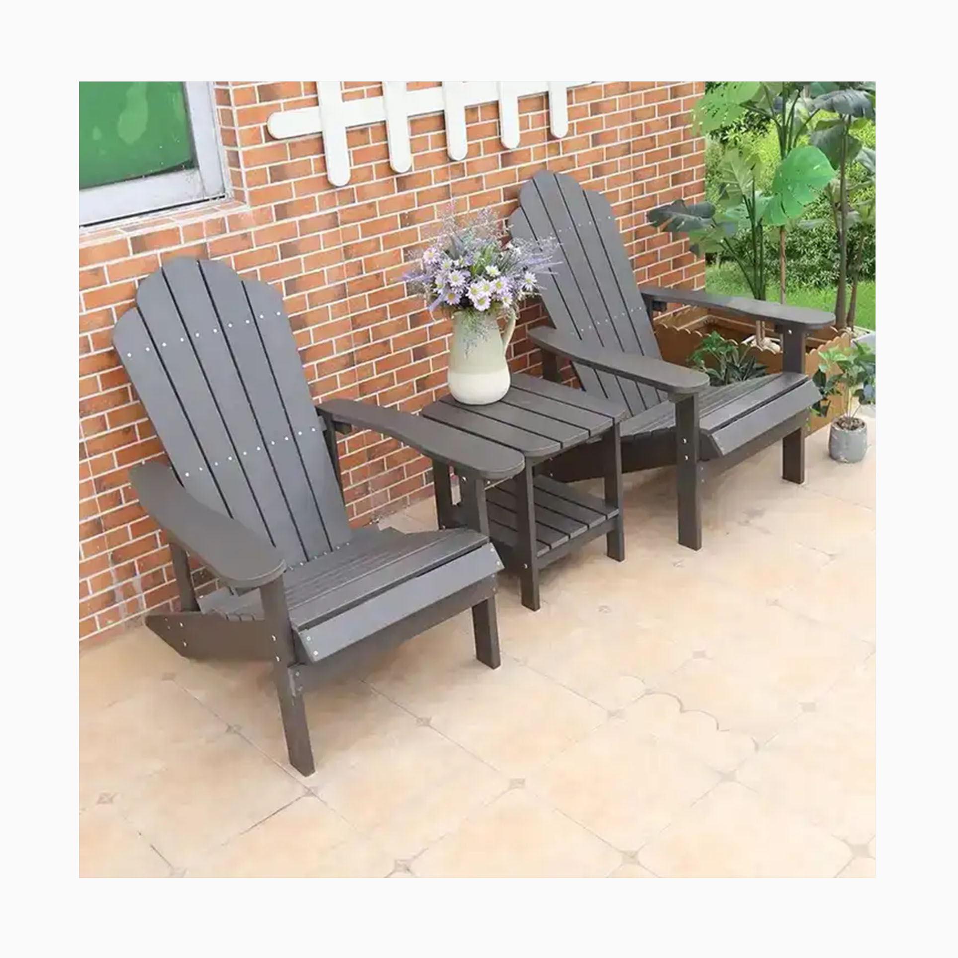 [ZUOAN IMPRESSIVE]Adirondack Plastic Wood Side Composite Swimming Pool Chair Table Set Mini Coffee Table