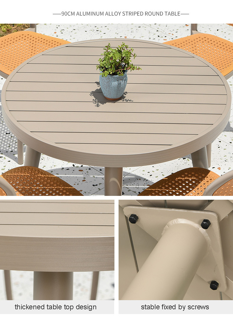 leisure outdoor tables plastic garden chair coffee shop waterproof PVC chairs and aluminum tables set outdoor