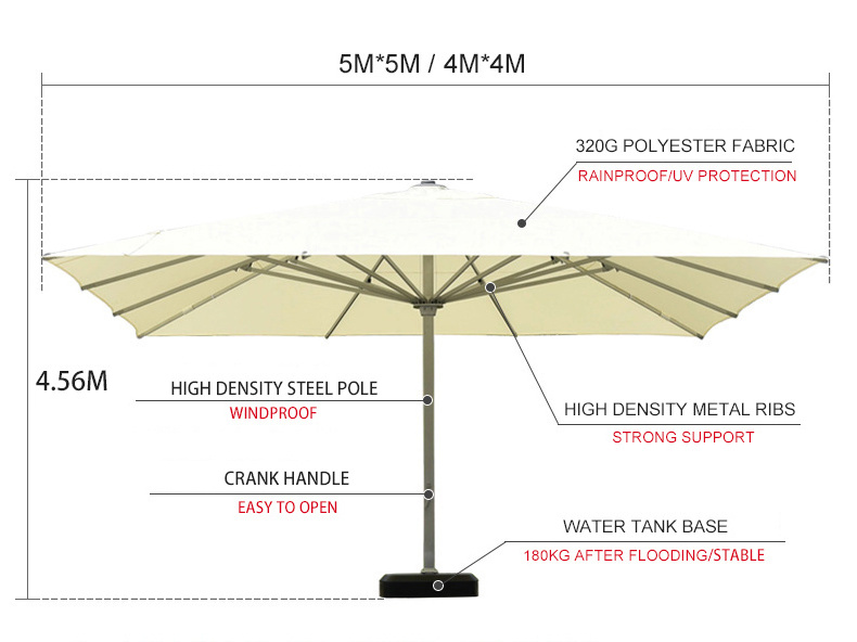 Big Size Heavy Duty Large Garden Outdoor Umbrella Large Garden Parasol 4m Wholesale Supplier