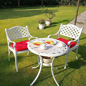 patio KD design furniture modern luxury furniture white color cast aluminum mosaic bistro set 3 piece