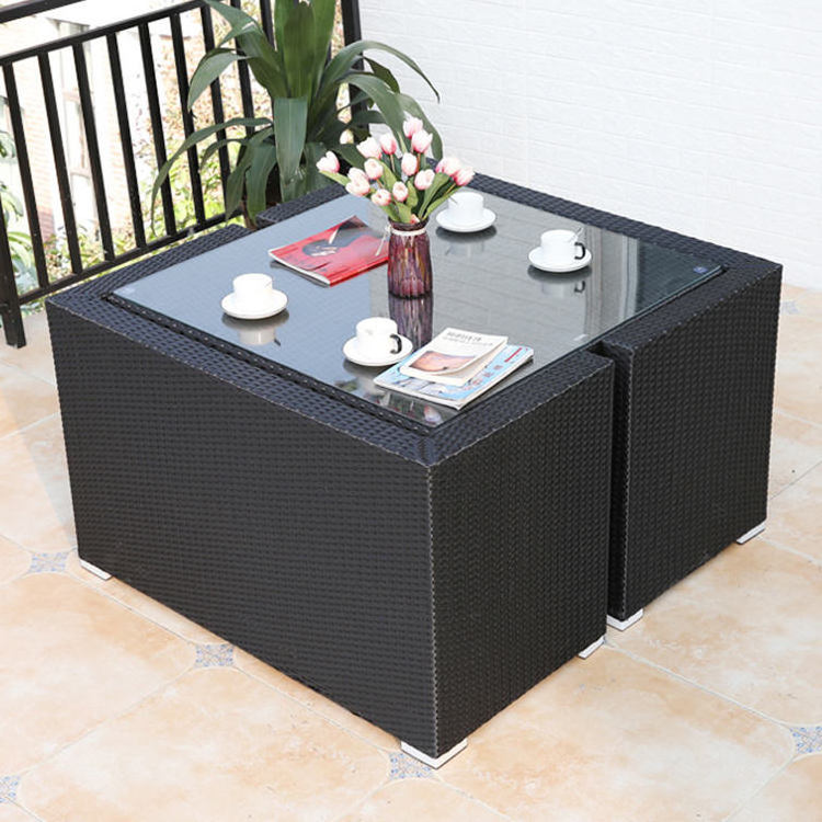 space saving rattan outdoor furniture 4 seater pe rattan cube set black