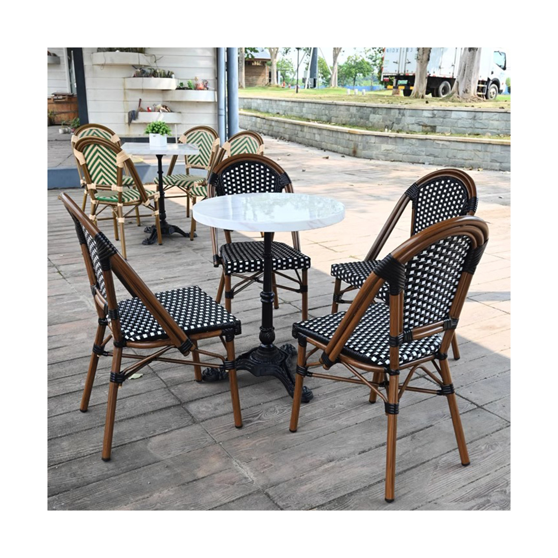 Custom OEM style PE rattan chairs factory price hand woven waterproof  tables set outdoor indoor patio garden dining  furniture