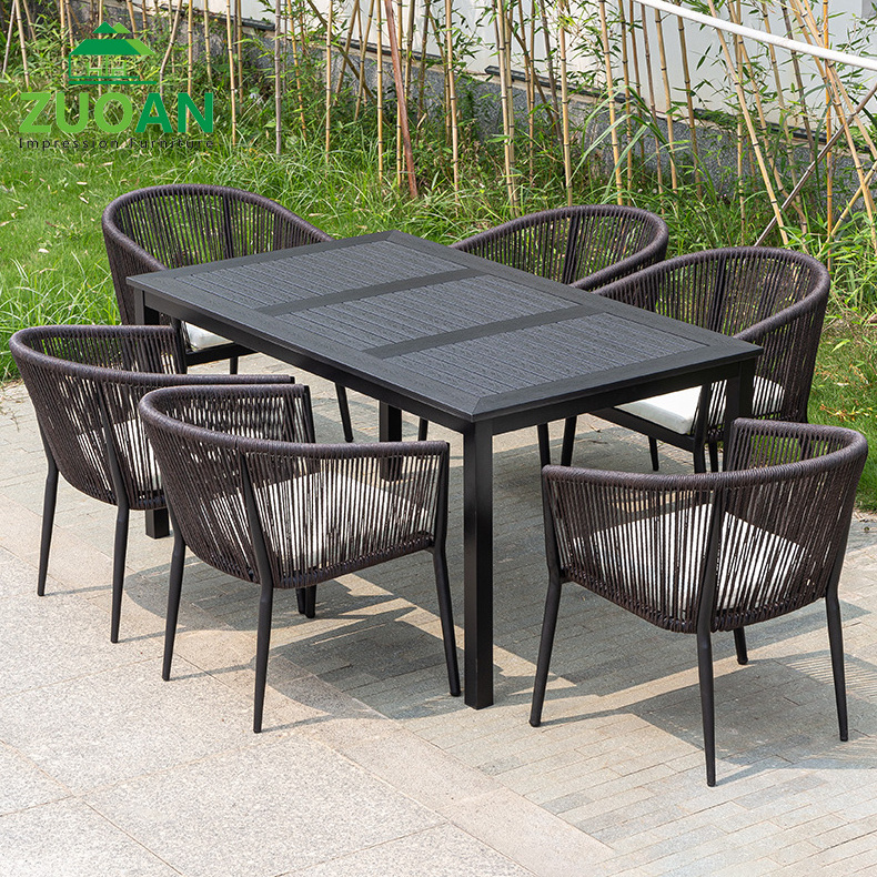 Modern Rattan Furniture Patio Garden Sets Rope Weaving Outdoor Tables And Chairs For Terrace