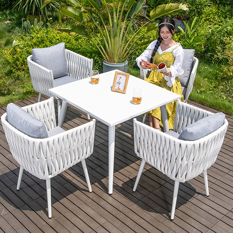 Outdoor furniture waterpoof uv protection dining set restaurant patio furniture