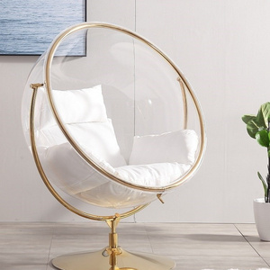 Indoor outdoor stainless steel round swivel lounge chair bubble chairs stand transparent acrylic