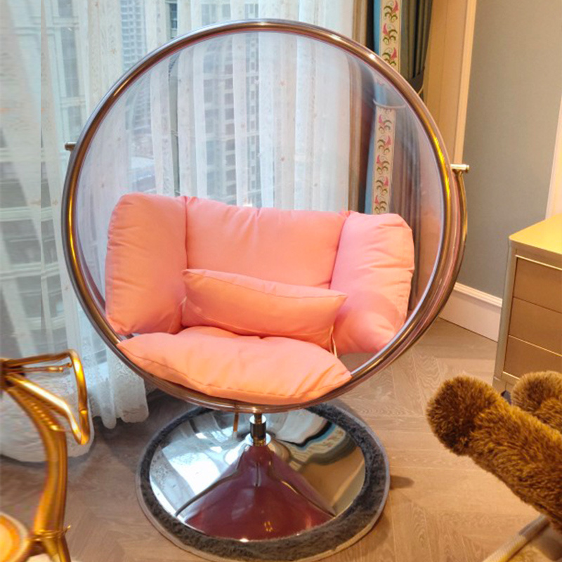 Indoor outdoor stainless steel round swivel lounge chair bubble chairs stand transparent acrylic