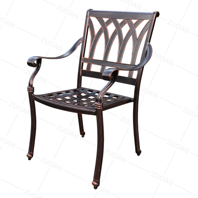 Garden Armrest Outdoor Chairs For Dining Table Set Cast Aluminum Patio Metal Furniture Sets