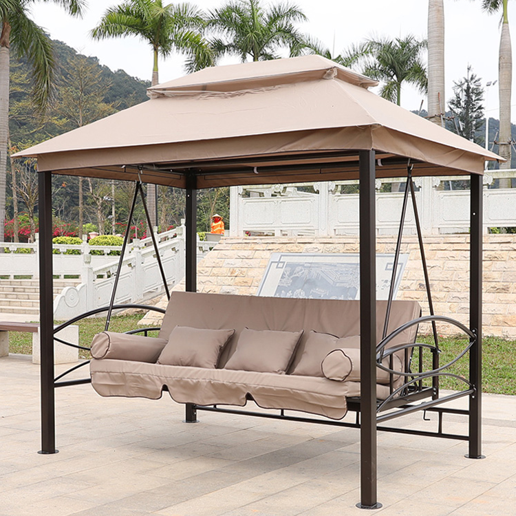 High quality Garden Furniture 3 Person Outdoor Patio Swing Chair Bed Gazebo With Swing Mosquito Net