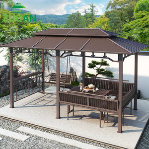 3x5 backyard tent gazebo aluminum frame hard top roof heavy duty gazebo with swing chair