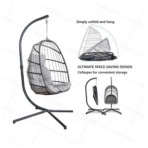 [ZUOAN IMPRESSIVE]Inside Outdoor Egg Foldable Swing Chair Wicker Rattan Outdoor Swing Leisure Furniture