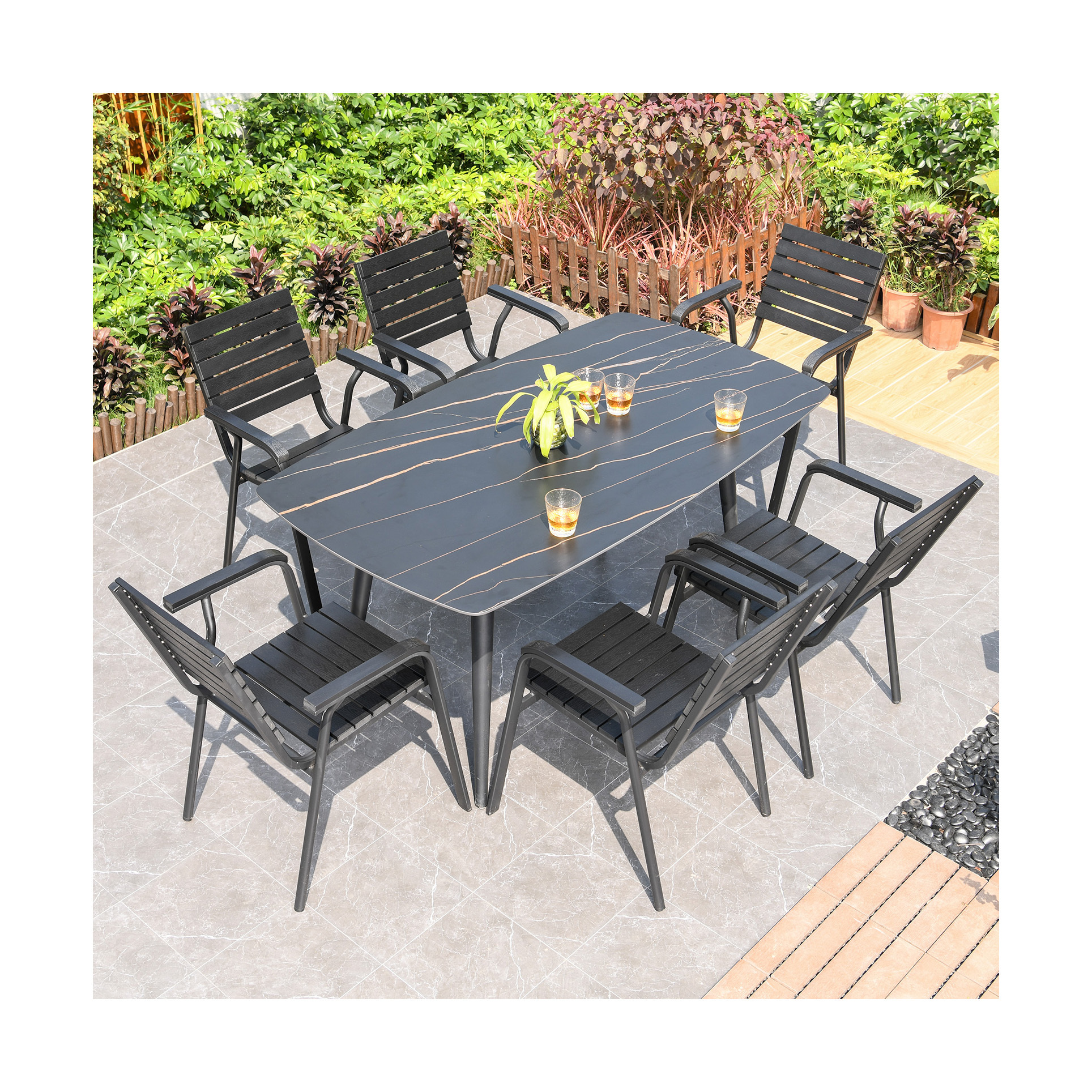 Bulksale High Quality Outdoor Patio Furniture Plastic Wood Chair Cheap Patio Composite Material Chair