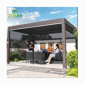 Remote Control Louvered Pergola Outdoor Aluminum Pergola Canopy with Aluminum Retractable Louvre Roof