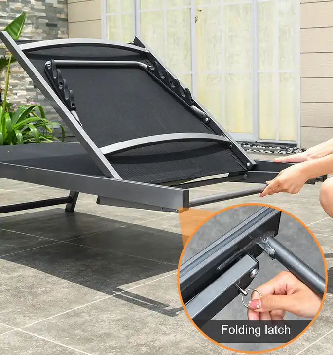 [ZUOAN IMPRESSIVE]Aluminum Sunbed Outdoor Folding Beach Sun Lounge Chair Poolside Leisure Lying Bed