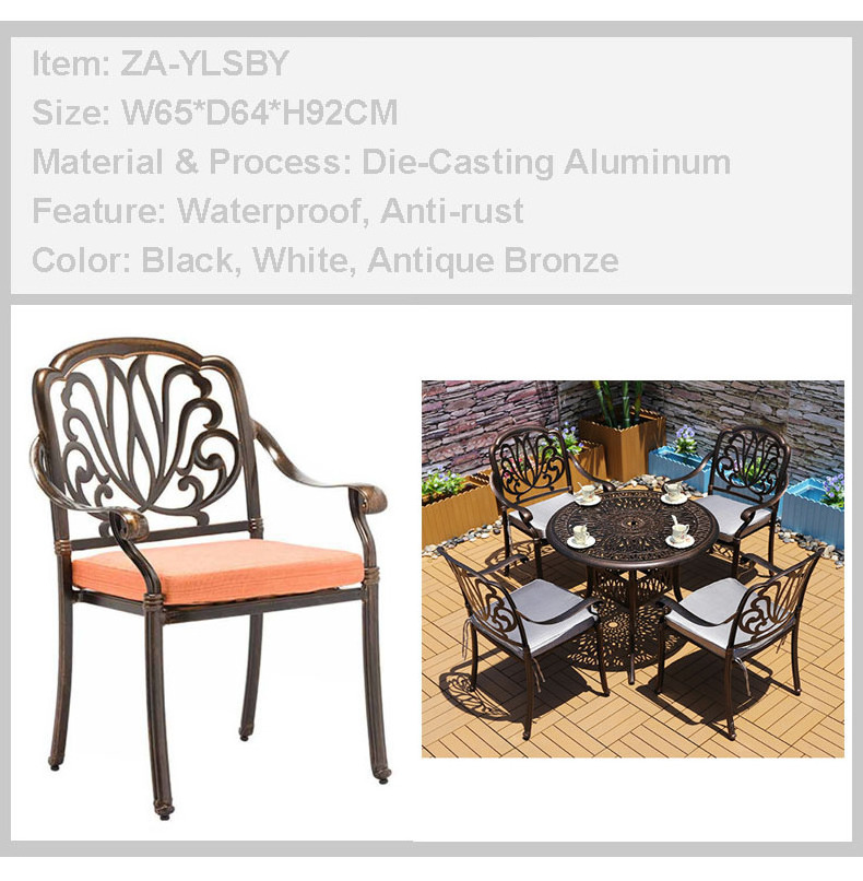 Outdoor Patio Furniture Hot Sale Cast Aluminum Garden Chairs Hotel Top Furniture