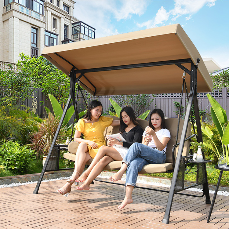 High Quality Indoor Outdoor Chair Canopy Seat Patio  2 seat solar panels patio swing 3 Seater Garden Patio Swings