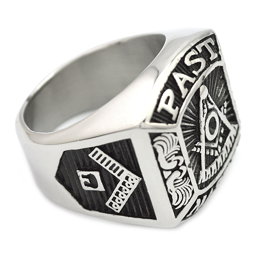 Antique silver masonic rings Retro Vintage Signet Freemasonry Rings in stainless steel for men