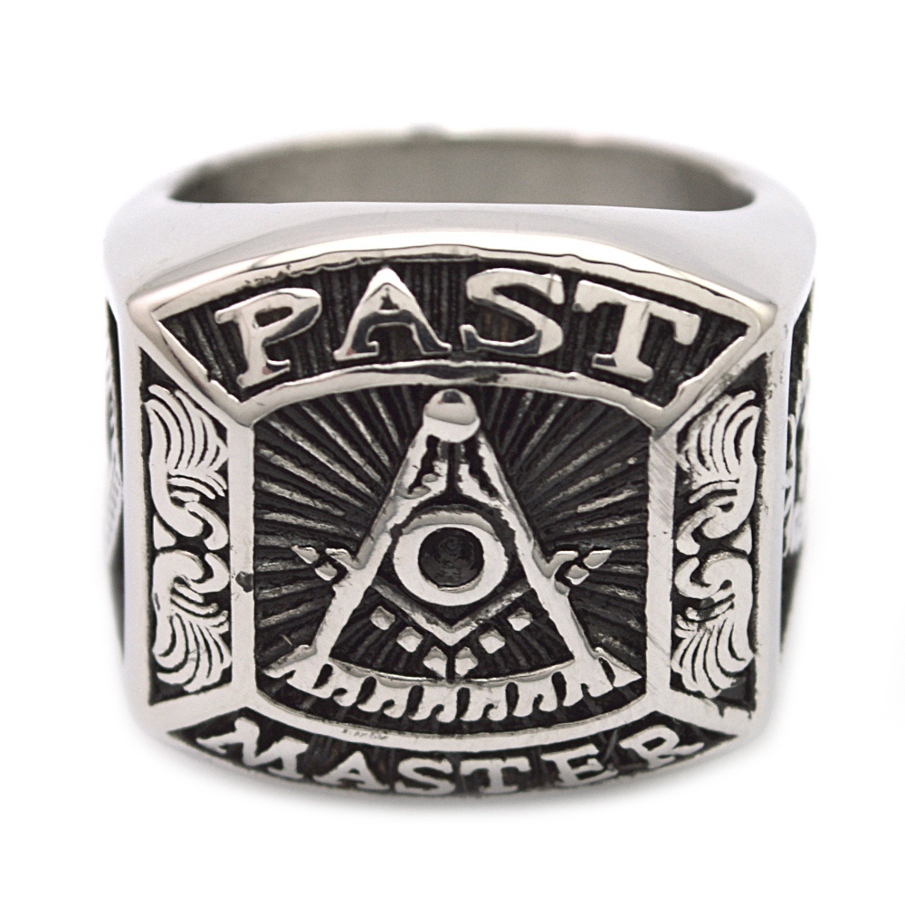 Antique silver masonic rings Retro Vintage Signet Freemasonry Rings in stainless steel for men