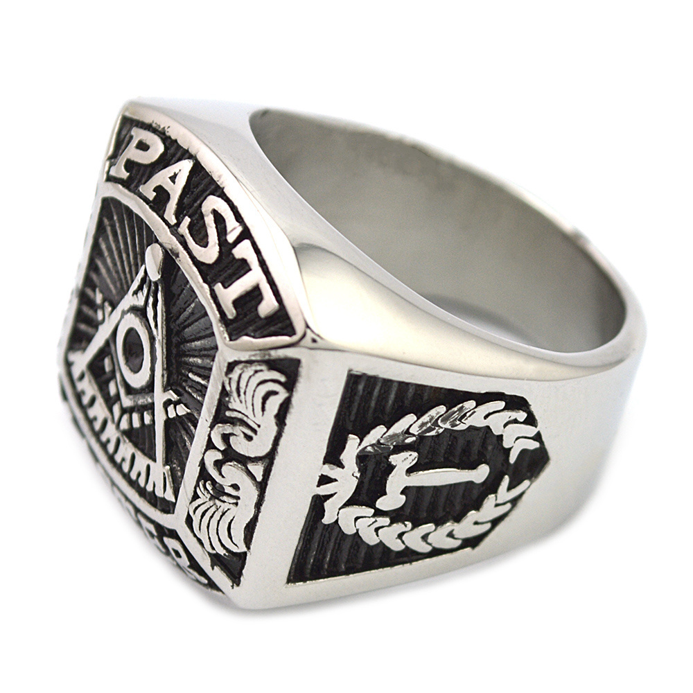 Antique silver masonic rings Retro Vintage Signet Freemasonry Rings in stainless steel for men