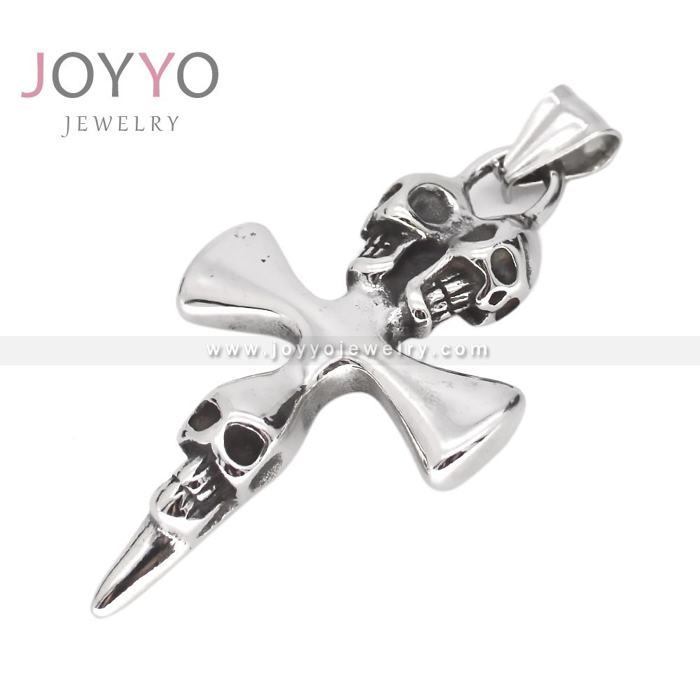 Personality Wholesale Skull Cross Pendant simple cool fashion Stainless Steel for men cross pendant